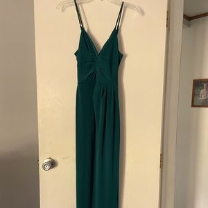 Long dark green prom dress